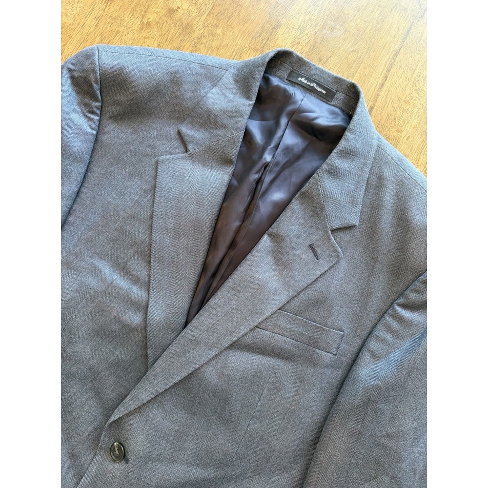 Lauren Ralph Lauren Blazer Sport Coat Wool Silk Houndstooth Gray Navy Size 44R